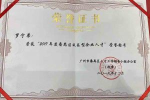 乐竞lejing(中国)集团罗宁弟董事长荣获“2019年度番禺区成长型企业人才”